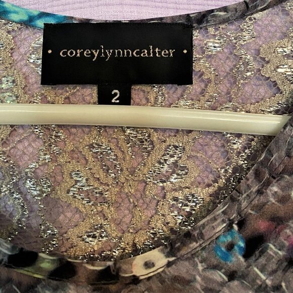 NWOT SEQUENCED 100% SILK COREY LYNN CALTRR GORGEOUS SIZE 2 BACK LACE BLOUSE! - Picture 9 of 11
